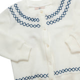 Hand Embroidered Cardigan in White