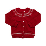 Hand Embroidered Red Cardigan