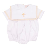 Cross Hand Embroidered Bubble with Bib Collar