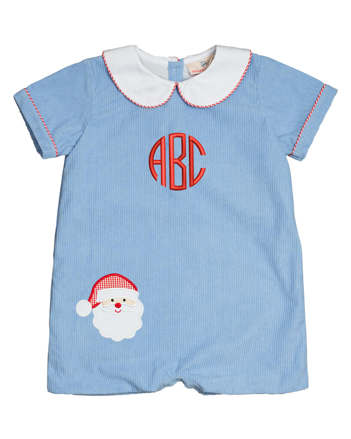 Santa Applique Light Blue Corduroy Shortall