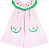 Watermelon Collar Pink Seersucker Dress