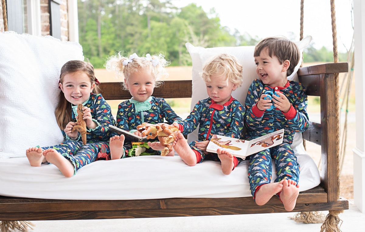 Roar Dinosaur Pajama Set with Mint Trim-FINAL SALE