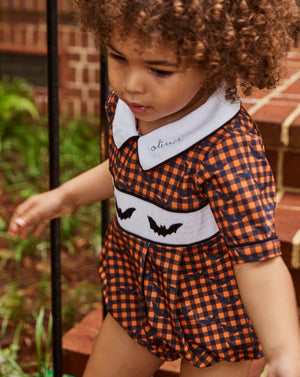 Halloween Bats Smocked Knit Bubble-FINAL SALE