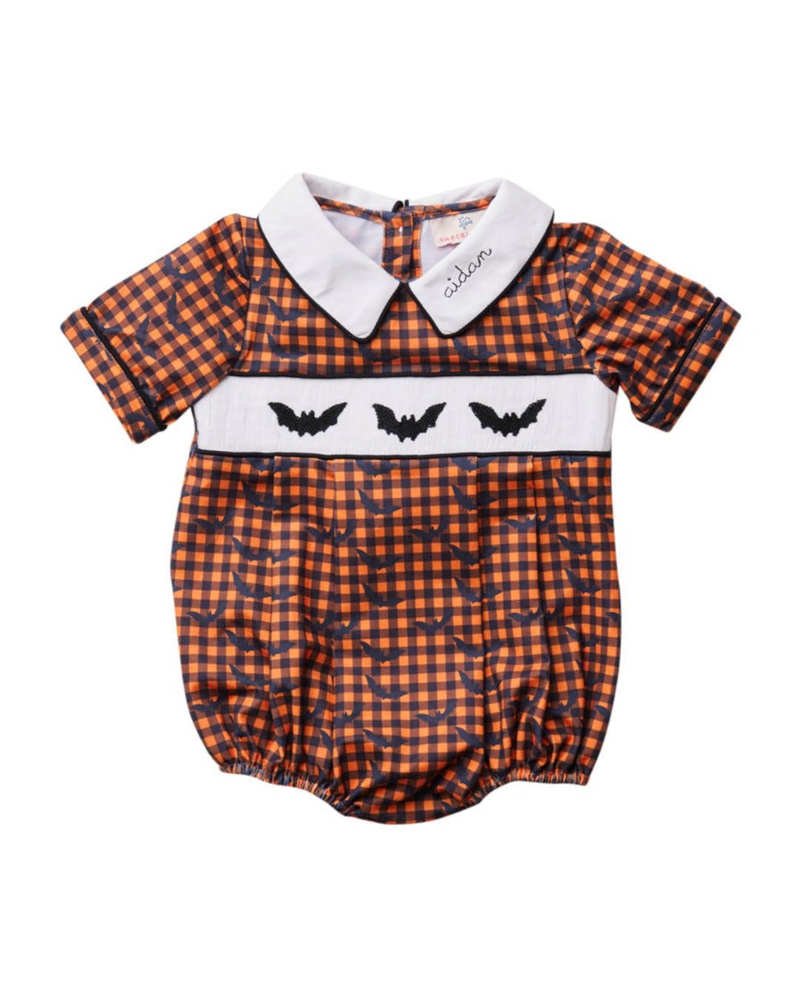 Halloween Bats Smocked Knit Bubble-FINAL SALE