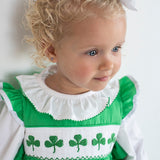 Shamrocks Smocked Green Knit Bubble