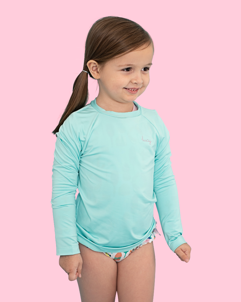 Rash Guard Long Sleeve in Mint Green- FINAL SALE