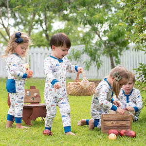 Fall Apple Picking Pima Cotton Zip Up Pajamas- FINAL SALE