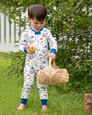 Fall Apple Picking Pima Cotton Zip Up Pajamas- FINAL SALE