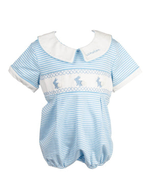 Bunnies Smocked Striped Knit Bubble- FINAL SALE