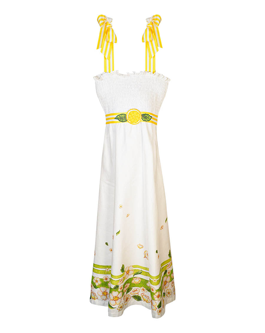 Strawberry Lemonade Shirred Ladies Dress- FINAL SALE