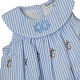 Bunnies and Carrots Embroidered Seersucker Bloomer Set