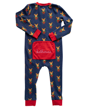 Dasher, The Fun Reindeer Zip Up Pajamas- FINAL SALE