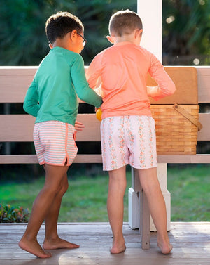 Orange Delight Striped Swim Trunks- FINAL SALE