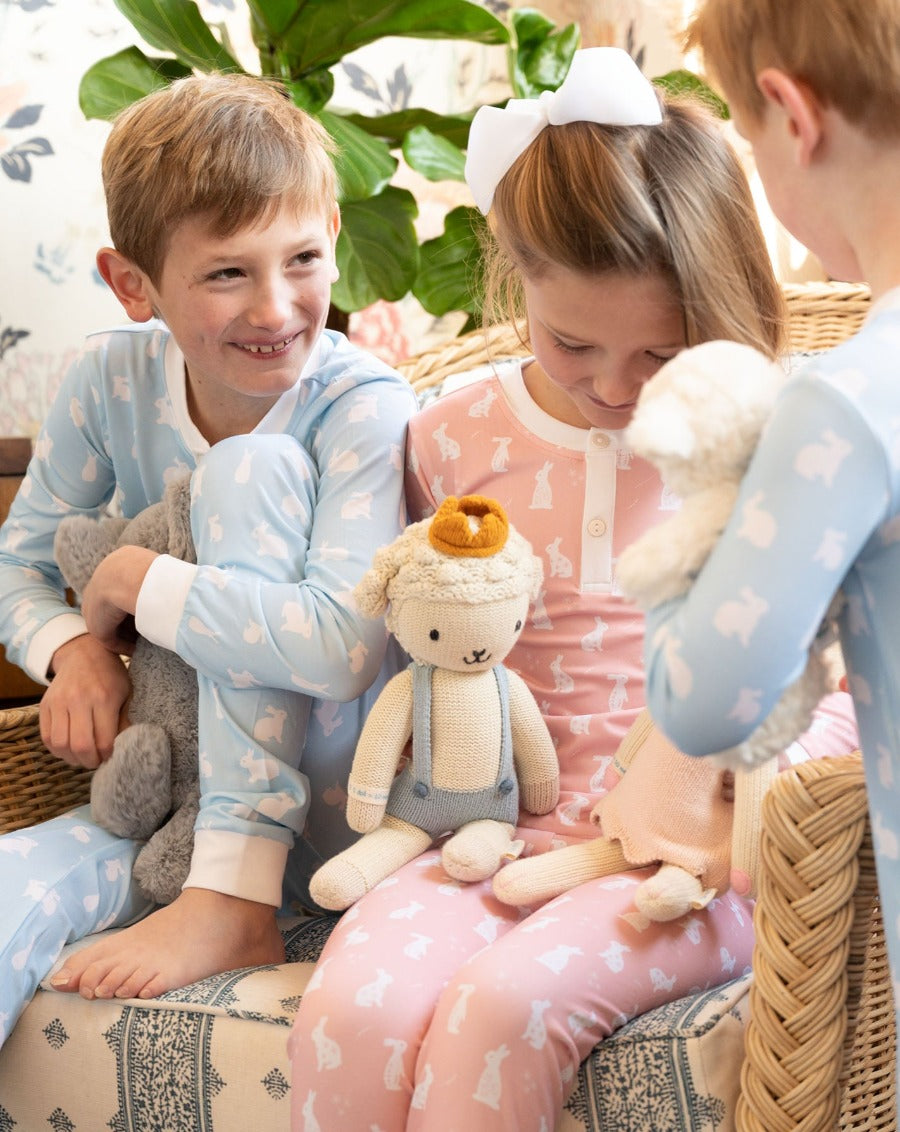 Hoppy Bunnies Blue Knit Pajama Set- FINAL SALE