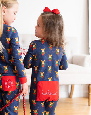 Dasher, The Fun Reindeer Zip Up Pajamas- FINAL SALE