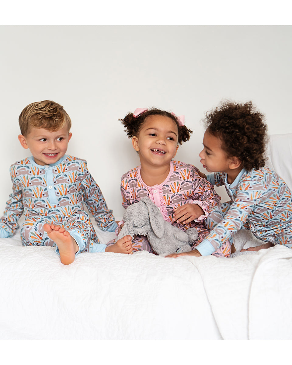 Spring Bunnies Blue Pima Cotton Pajama Set-FINAL SALE