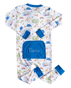 Fall Apple Picking Pima Cotton Zip Up Pajamas- FINAL SALE