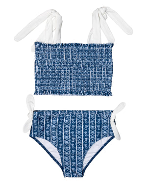 Navy Floral Block Print Bikini-FINAL SALE