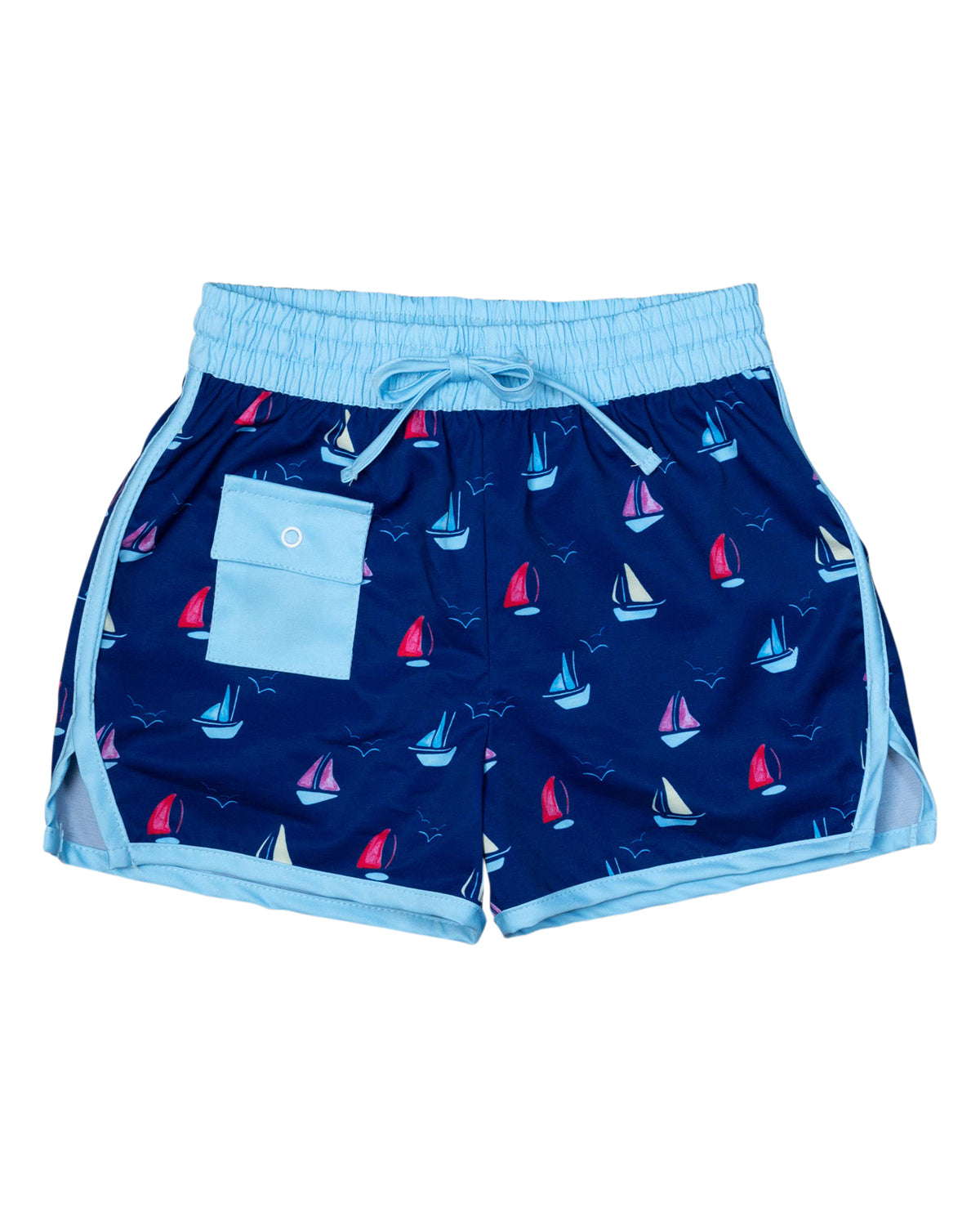 Set Sail Swim Trunks with Blue Trim-FINAL SALE