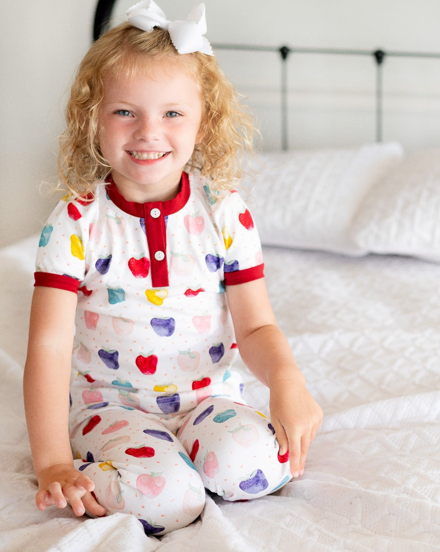 Apples Hand Painted Pajama Set- FINAL SALE