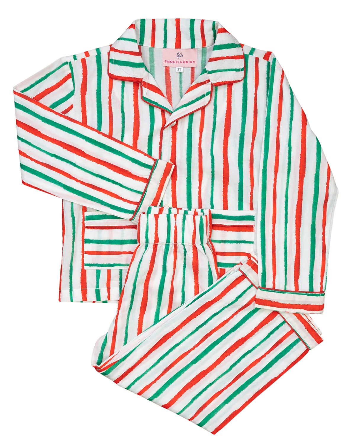 Red and Green Striped Button Down Pajama Set- FINAL SALE