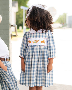 Cornucopia Hand Embroidered Cadet Blue Dress