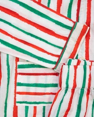 Red and Green Striped Button Down Pajama Set- FINAL SALE