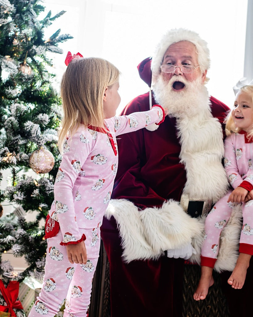 Vintage Santa Pink Pima Cotton Pajama Set