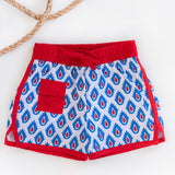 Patriotic Crown Print Swim Trunks- FINAL SALE