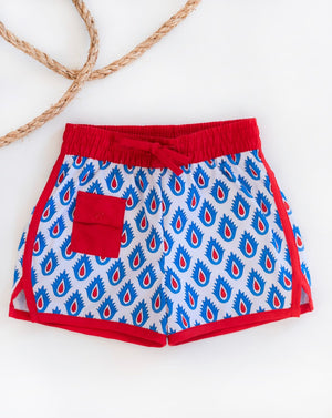 Patriotic Crown Print Swim Trunks- FINAL SALE