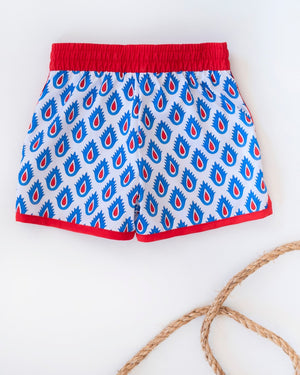 Patriotic Crown Print Swim Trunks- FINAL SALE