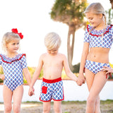 Patriotic Crown Print Swim Trunks- FINAL SALE