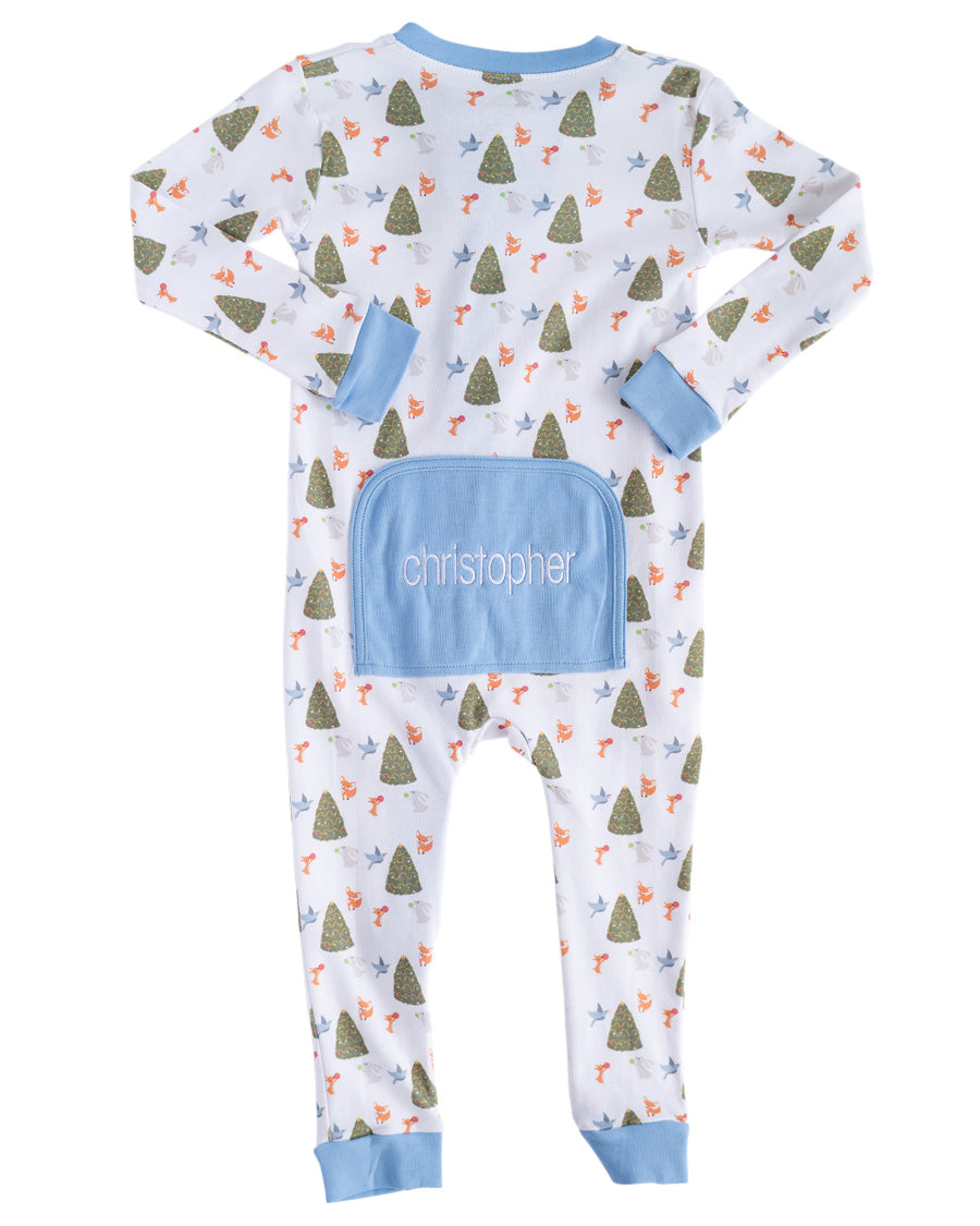 Woodland Creatures Pima Cotton Zip Up Pajamas- FINAL SALE