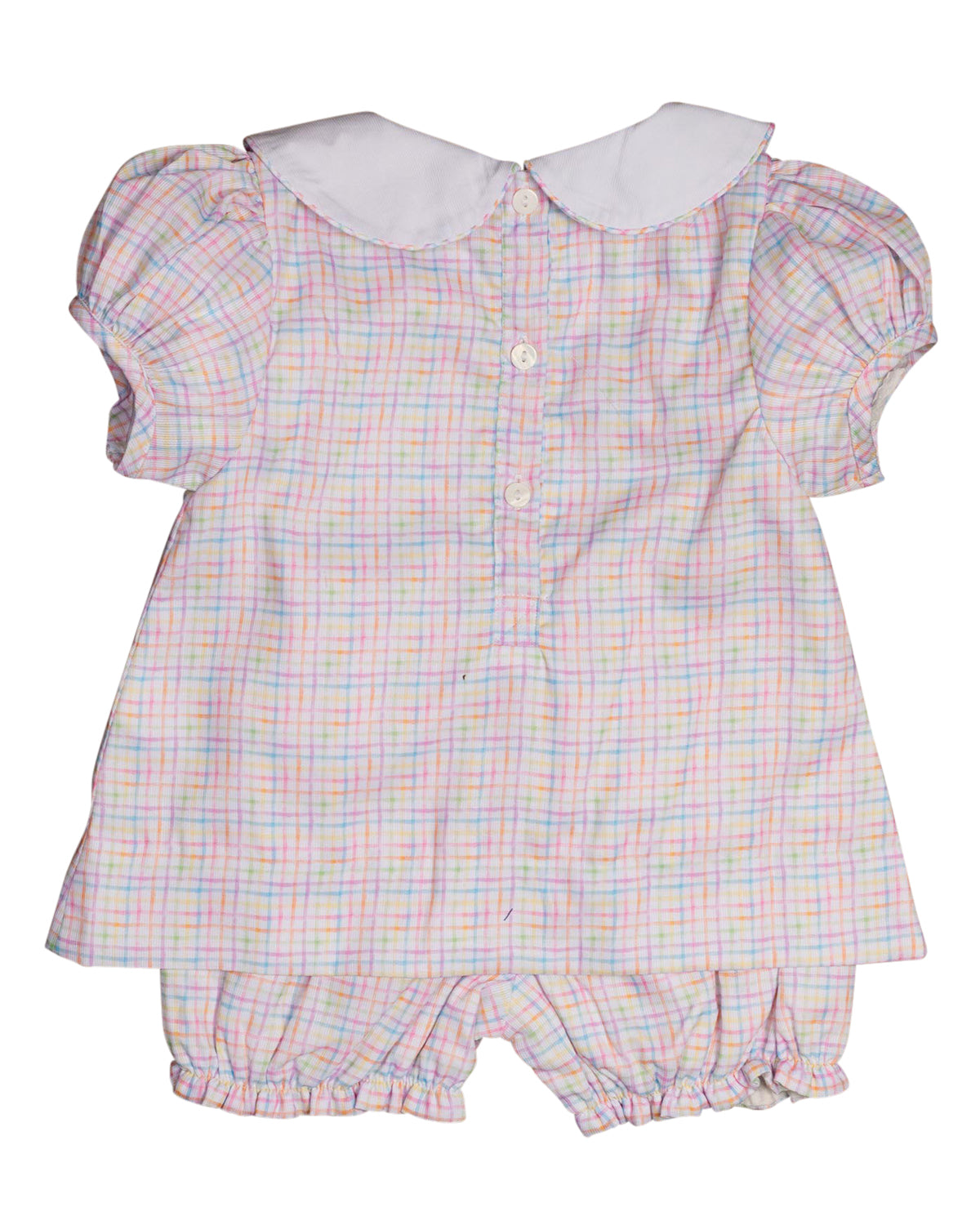 Pink Rainbow Plaid Bloomer Set with Bunny Pockets-FINAL SALE