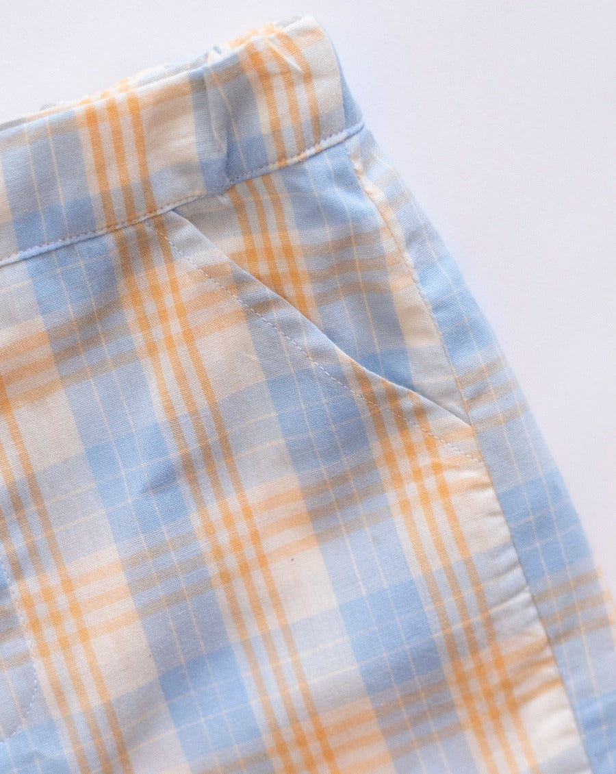 Baby Blue and Papaya Plaid Shorts- FINAL SALE