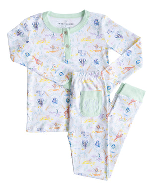 Rainbow Zoo Animals Pima Cotton Pajama Set