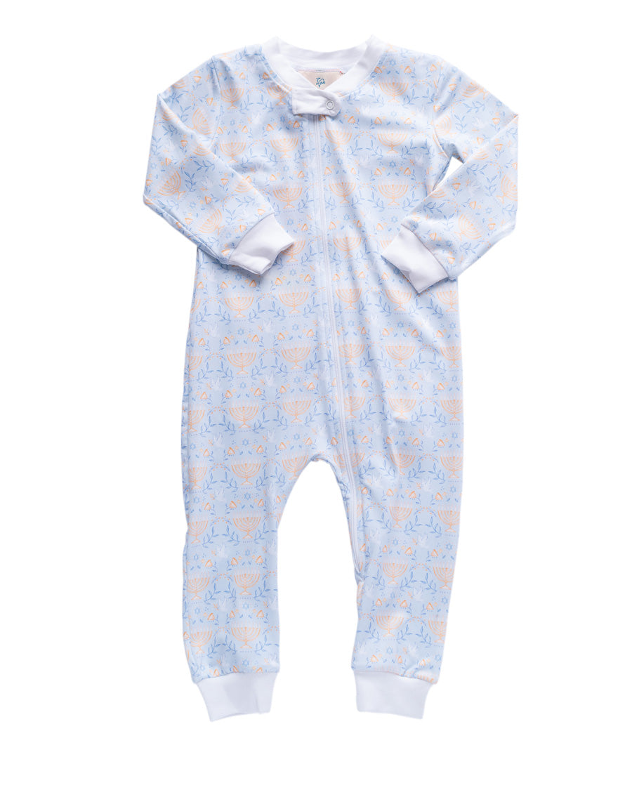 Happy Hanukkah Zip Up Pajamas- FINAL SALE