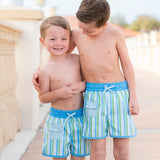 Blue and Green Striped Swim Trunks-FINAL SALE
