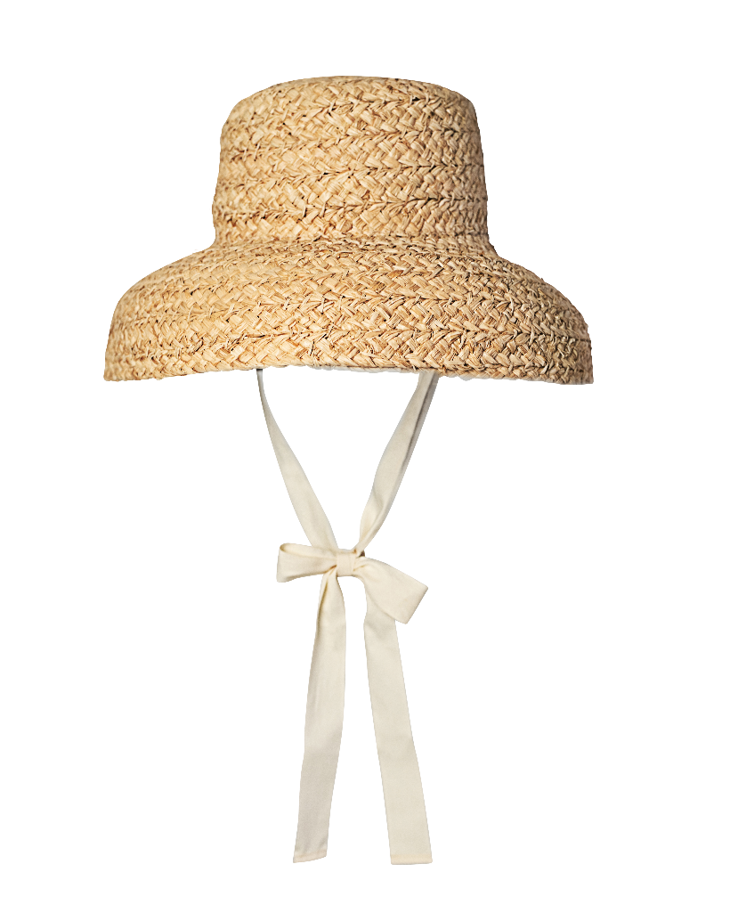 Straw Sun Hat for Ladies with Ecru Ribbon-FINAL SALE