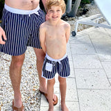 Navy Striped Boys Swim Trunks-FINAL SALE