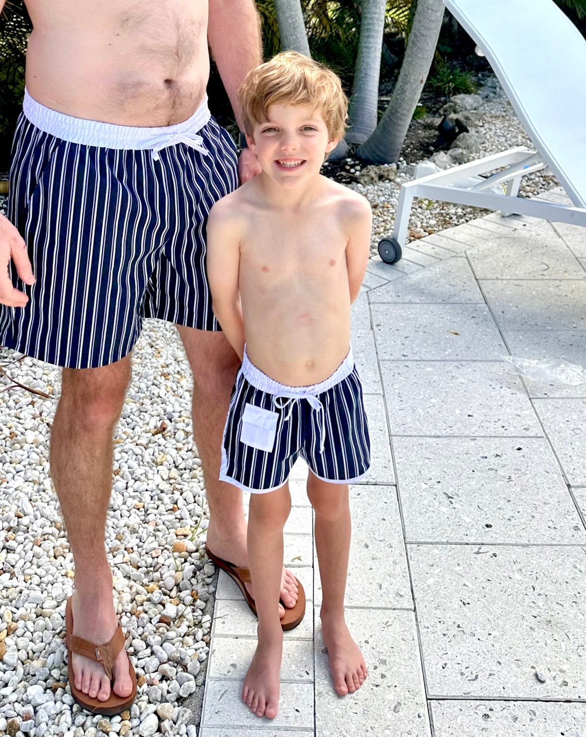 Navy Striped Boys Swim Trunks-FINAL SALE