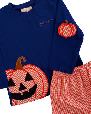 Jackolantern Applique Shorts Set