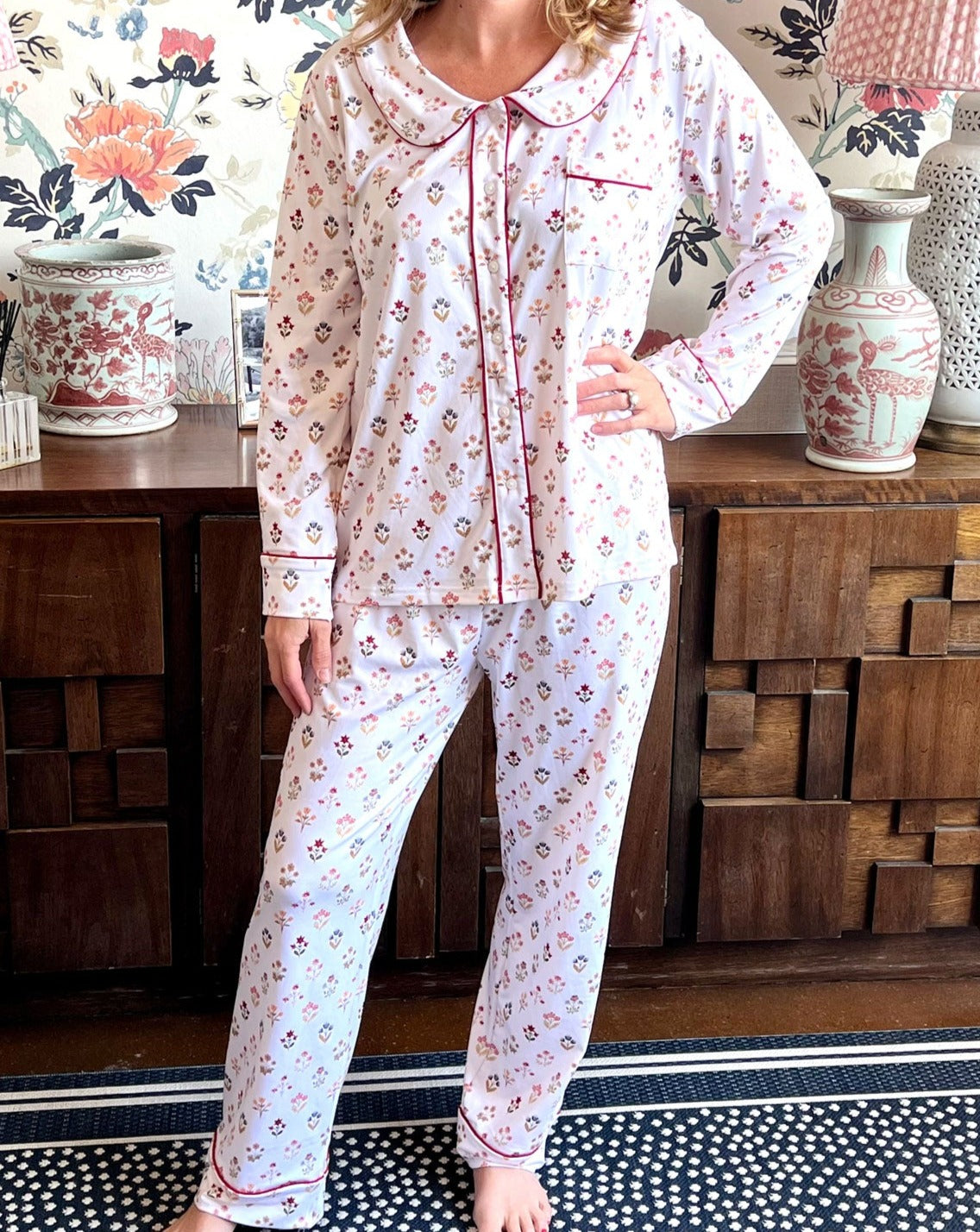 Garden Block Print Ladies Pajamas