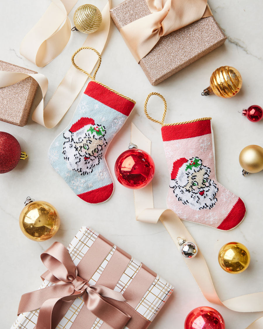 Vintage Santa Pink Bauble Stocking