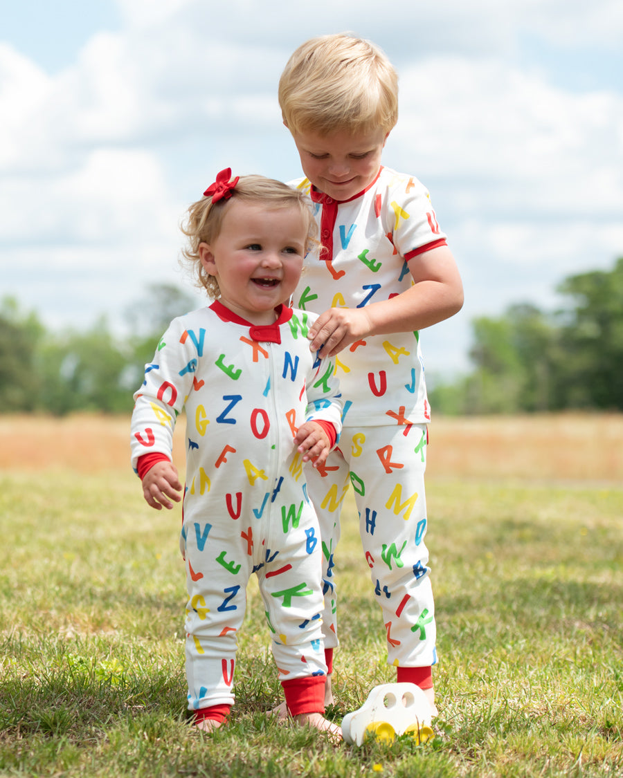 Alphabet Fun Zip Up Pajamas- FINAL SALE