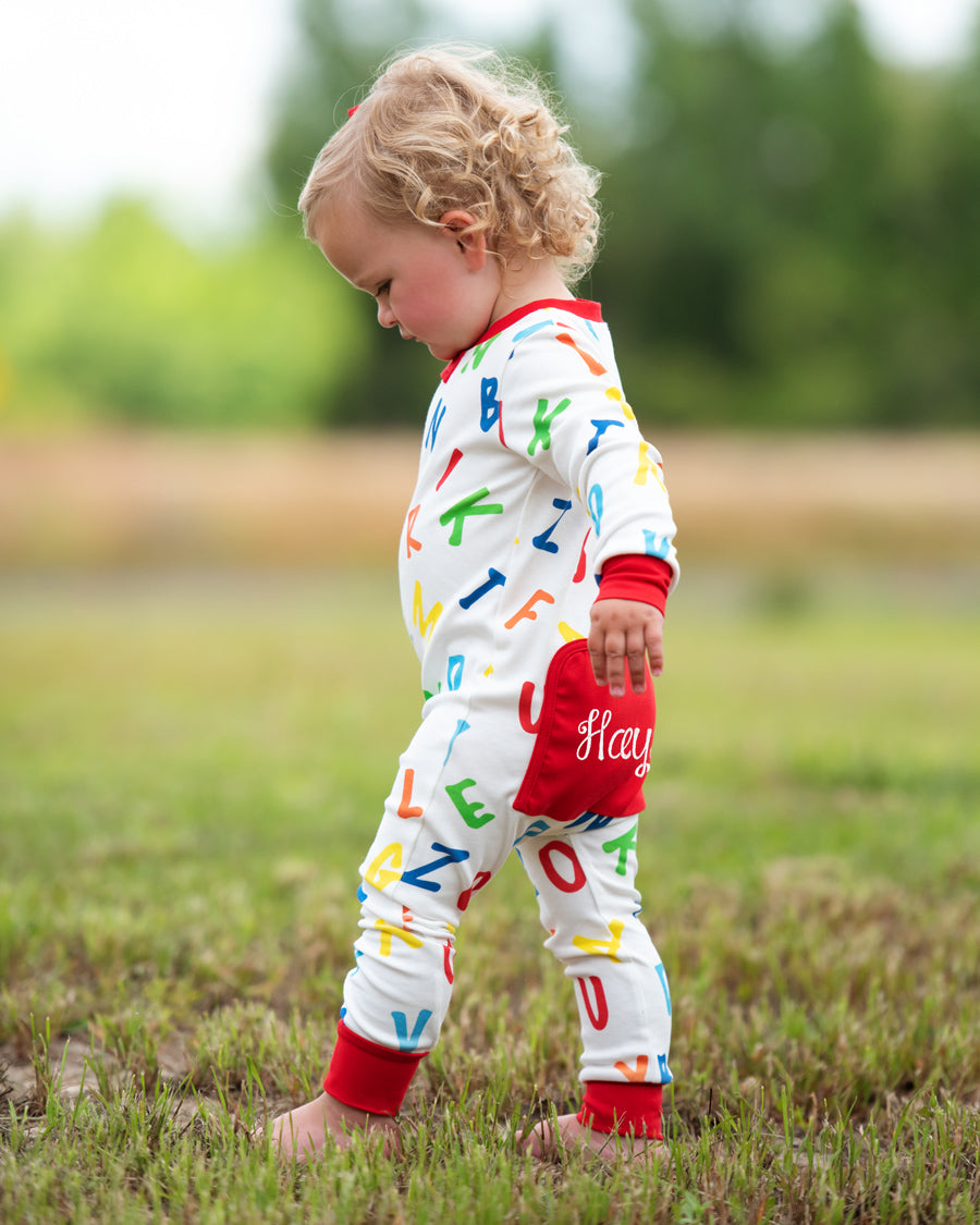 Alphabet Fun Zip Up Pajamas- FINAL SALE