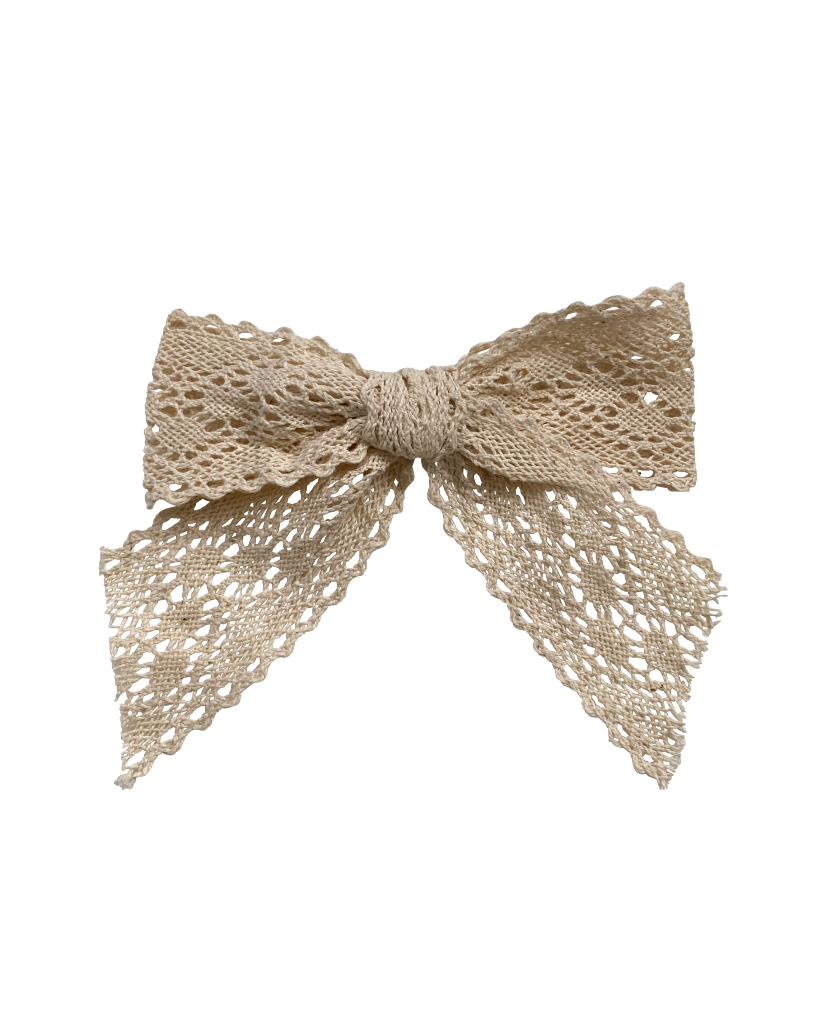 Vintage Lace Hair Bow in Ivory