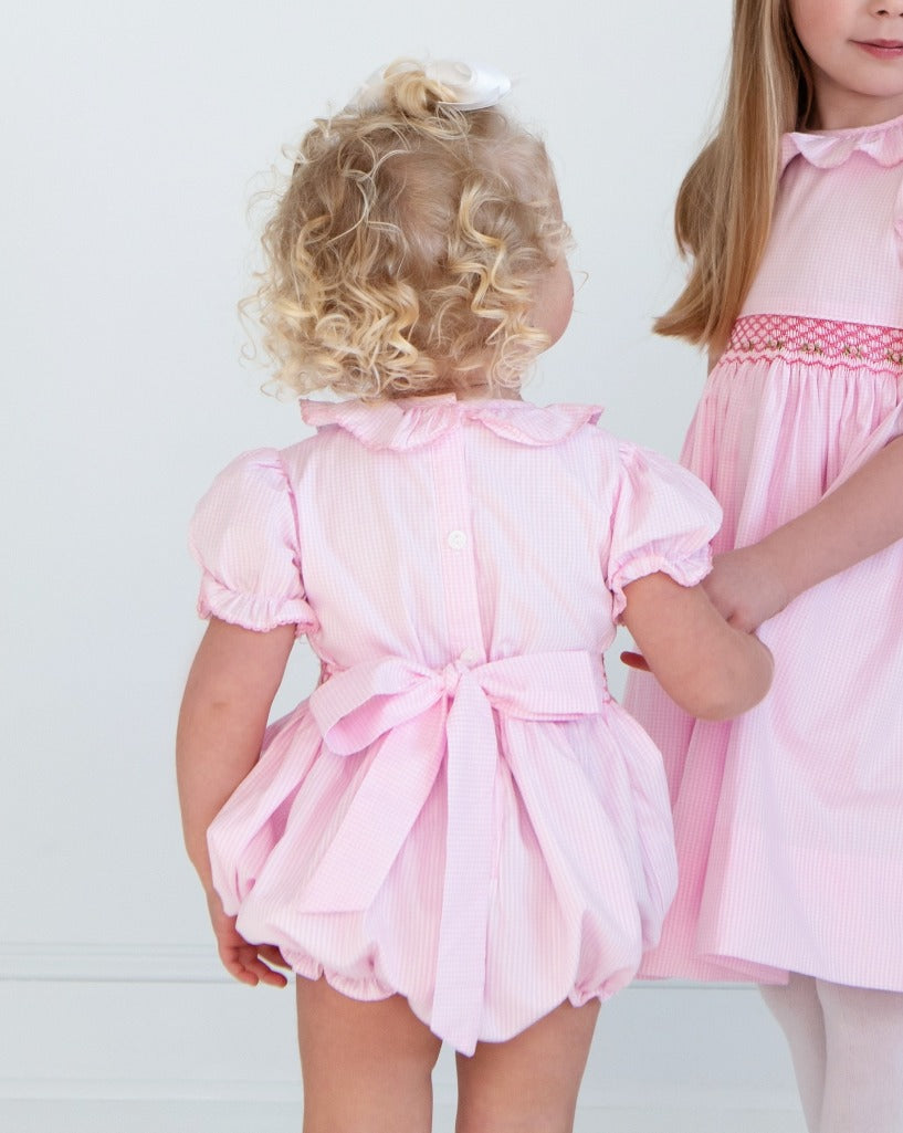 Pink Gingham Smocked Jenny Bubble