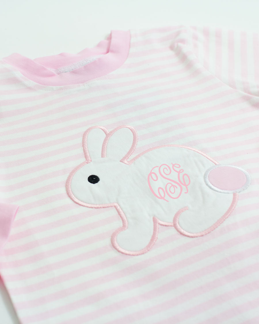 Bunny Applique Pink Striped Loungewear-FINAL SALE