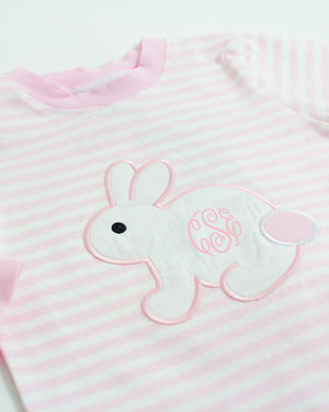 Bunny Applique Pink Striped Loungewear-FINAL SALE